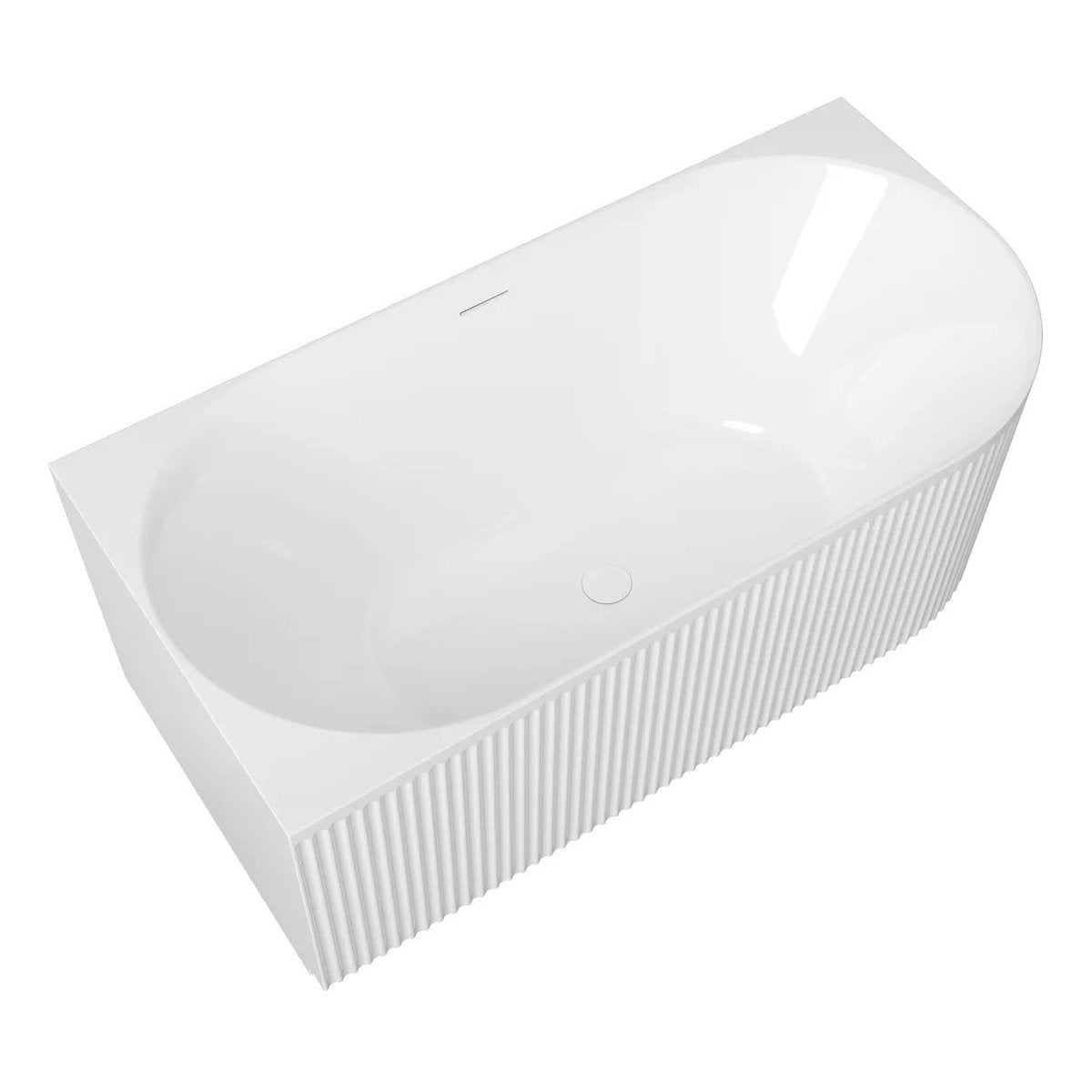Otti Attica Havana Left Corner 1500 Gloss White Fluted Bath with Overflow