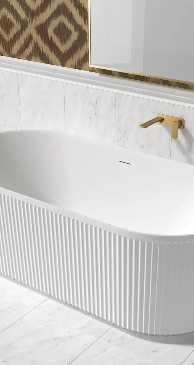 Otti Attica Havana 1500 Matte White Fluted Bath with Overflow