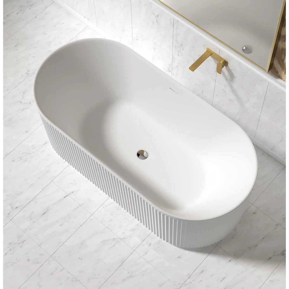 Otti Attica Havana 1500 Matte White Fluted Bath with Overflow