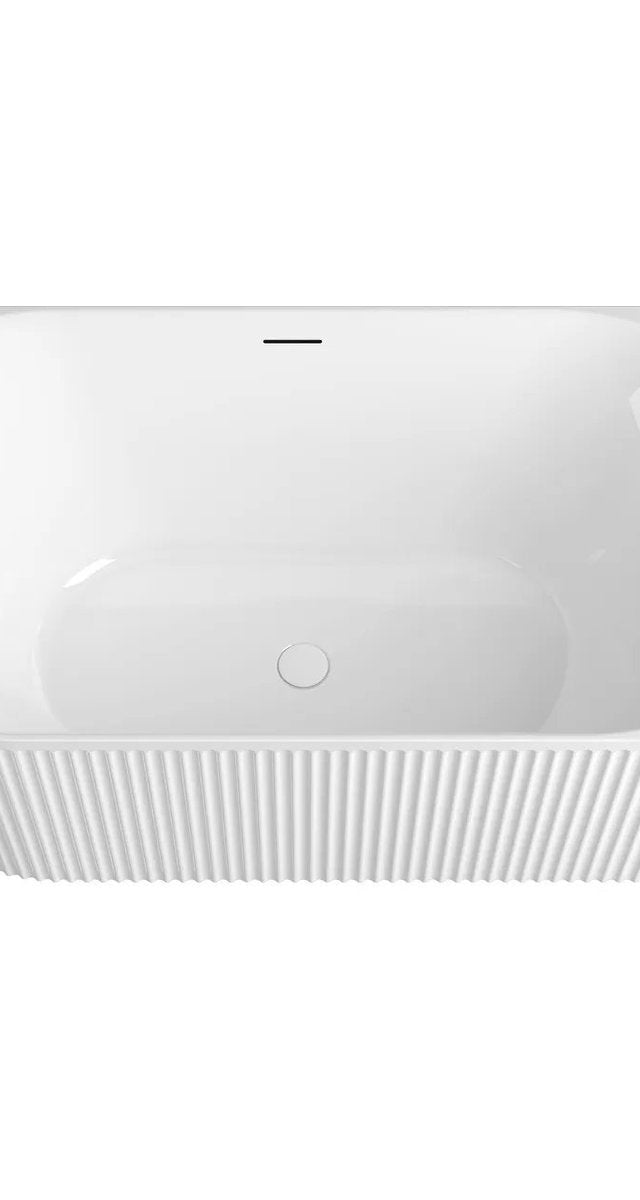 Otti Attica Havana Right Corner 1500 Gloss White Fluted Bath with Overflow