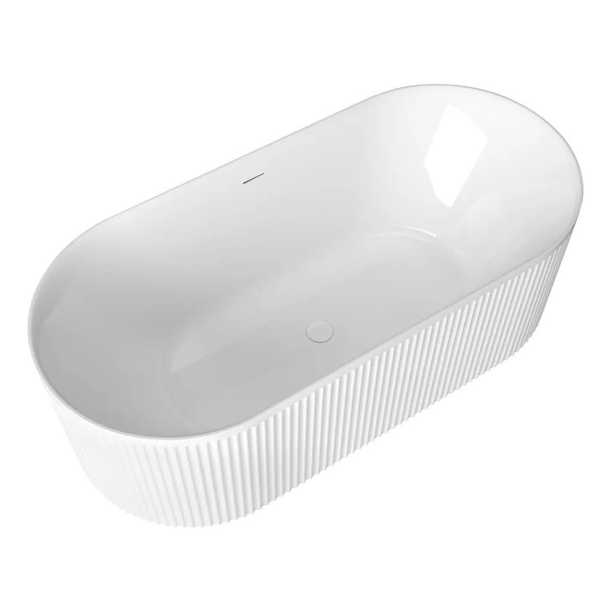 Otti Attica Havana 1700 Gloss White Fluted Bath with Overflow