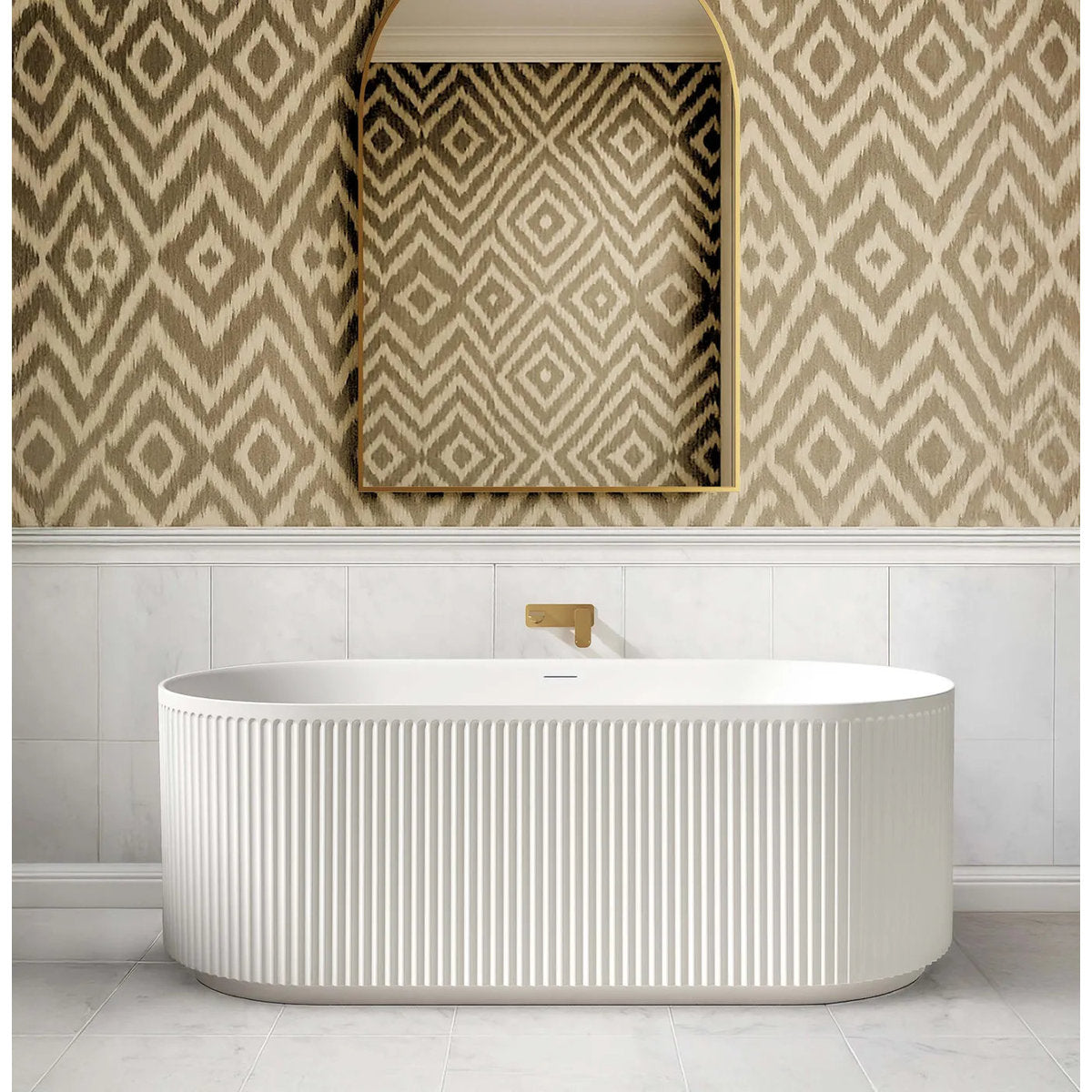 Otti Attica Havana 1700 Gloss White Fluted Bath with Overflow