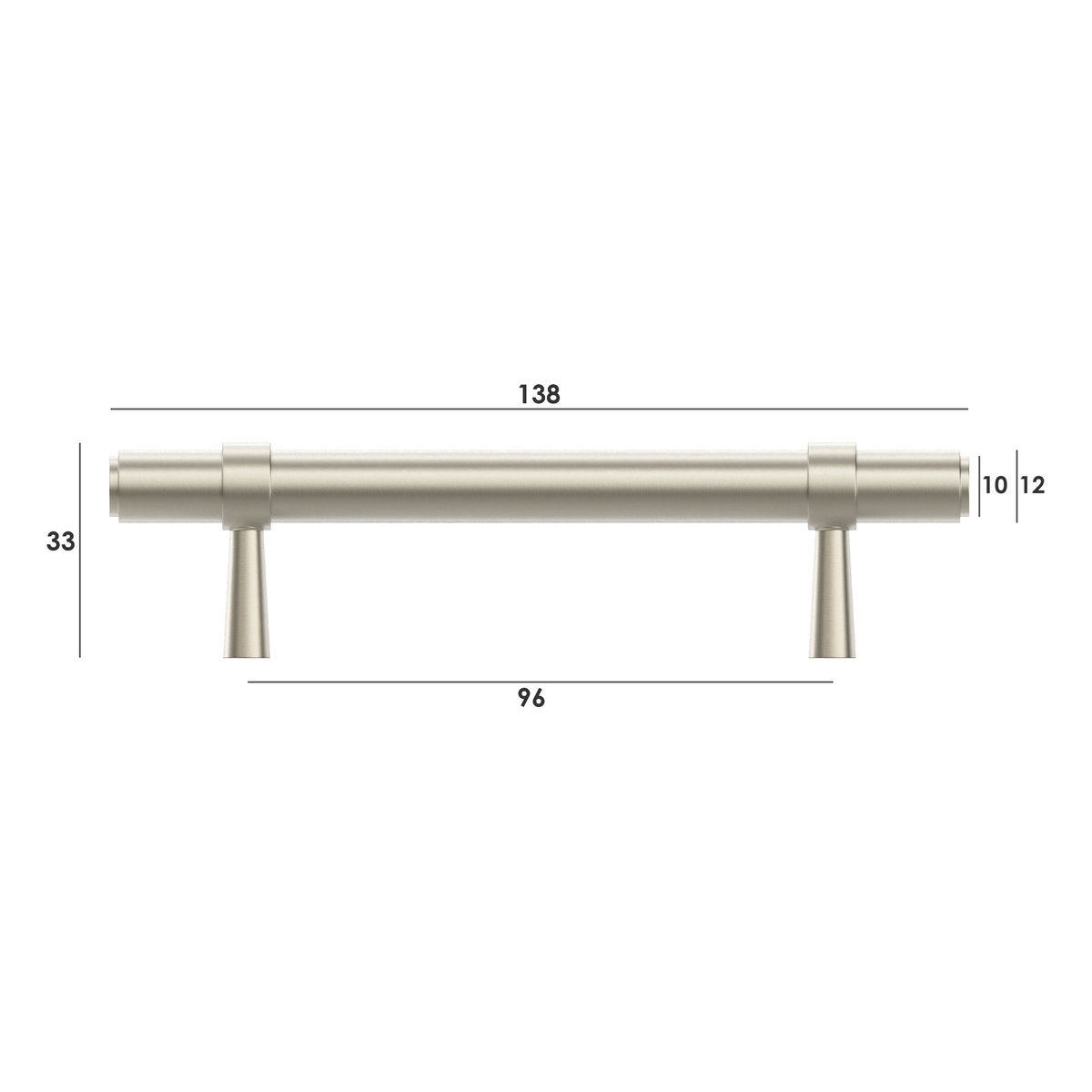 Otti Astor - 138mm Brushed Nickel Handle (Premium Solid Brass Construction)