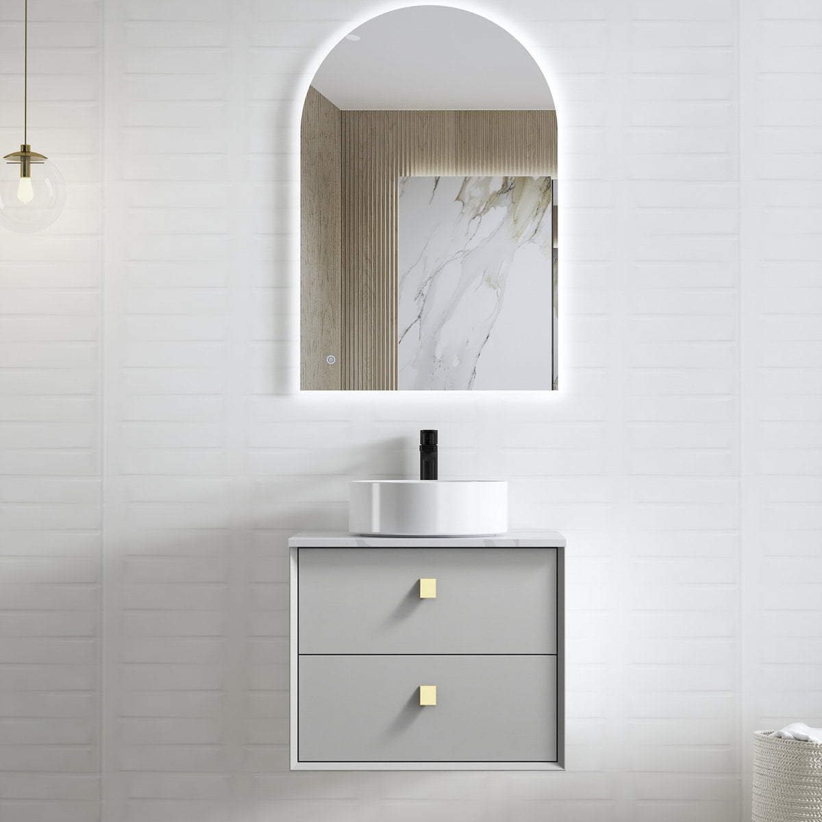 Otti Boston 600mm Light Grey Wall Hung Cabinet