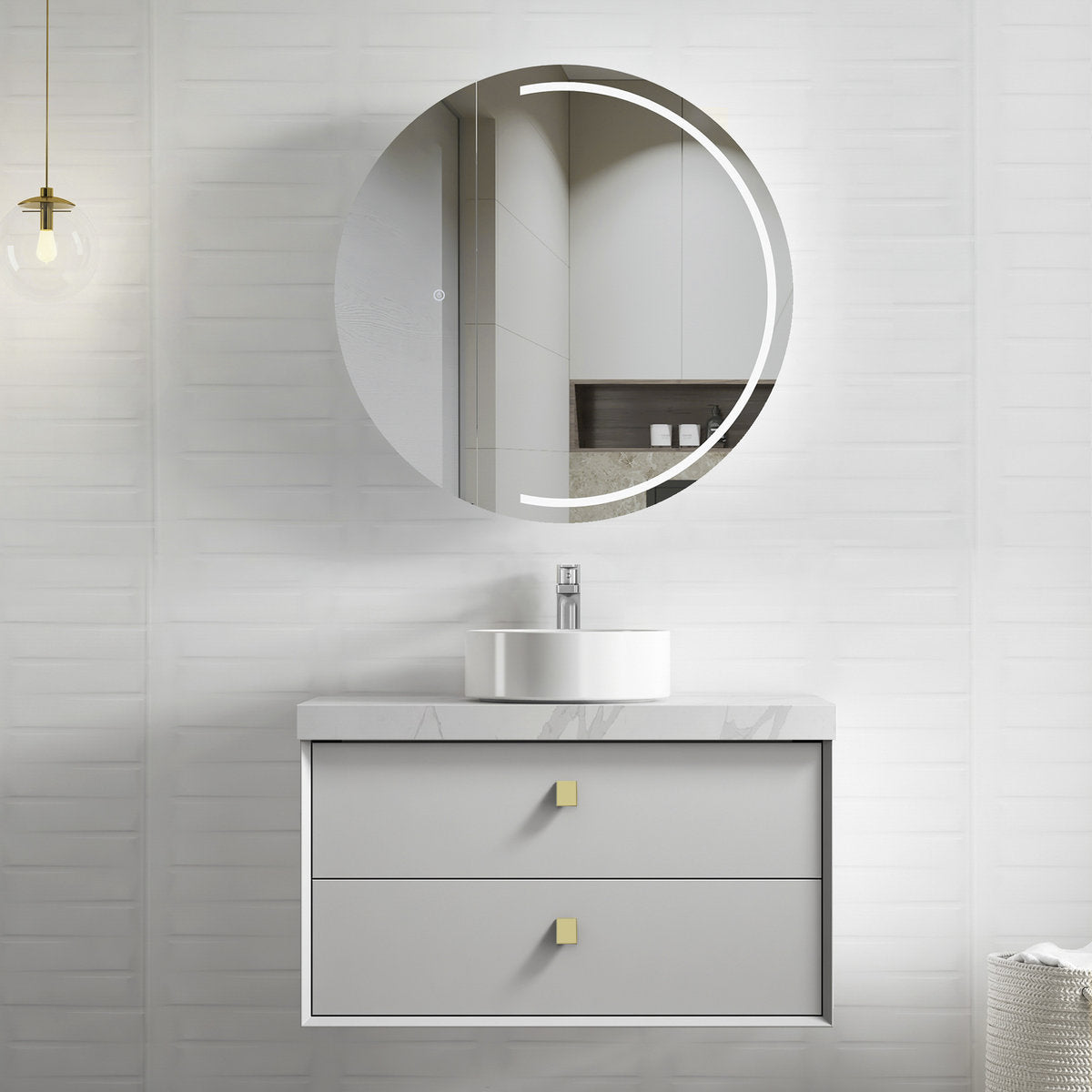 Otti Boston 900mm Light Grey Wall Hung Cabinet