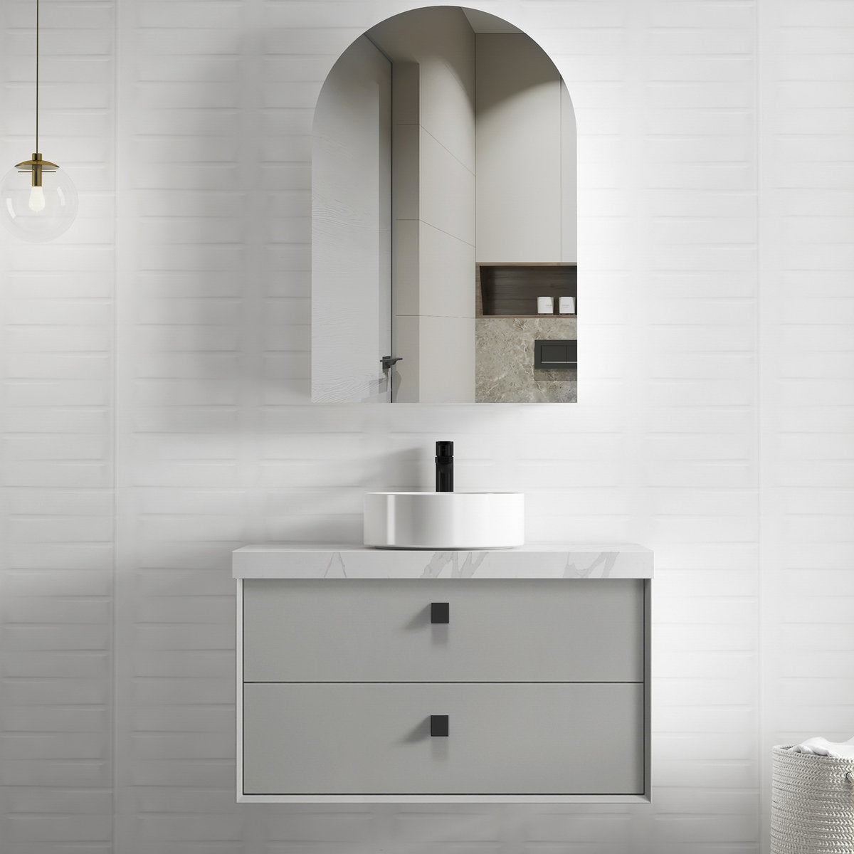 Otti Boston 900mm Light Grey Wall Hung Cabinet