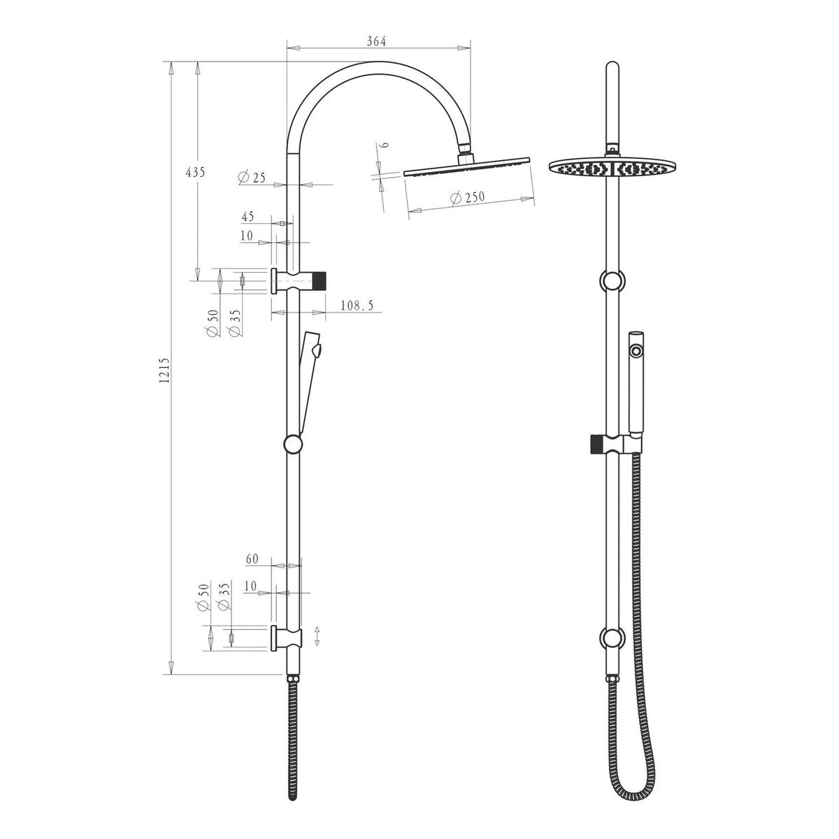 Otti Celine Twin Shower Combo Brushed Stainless Steel