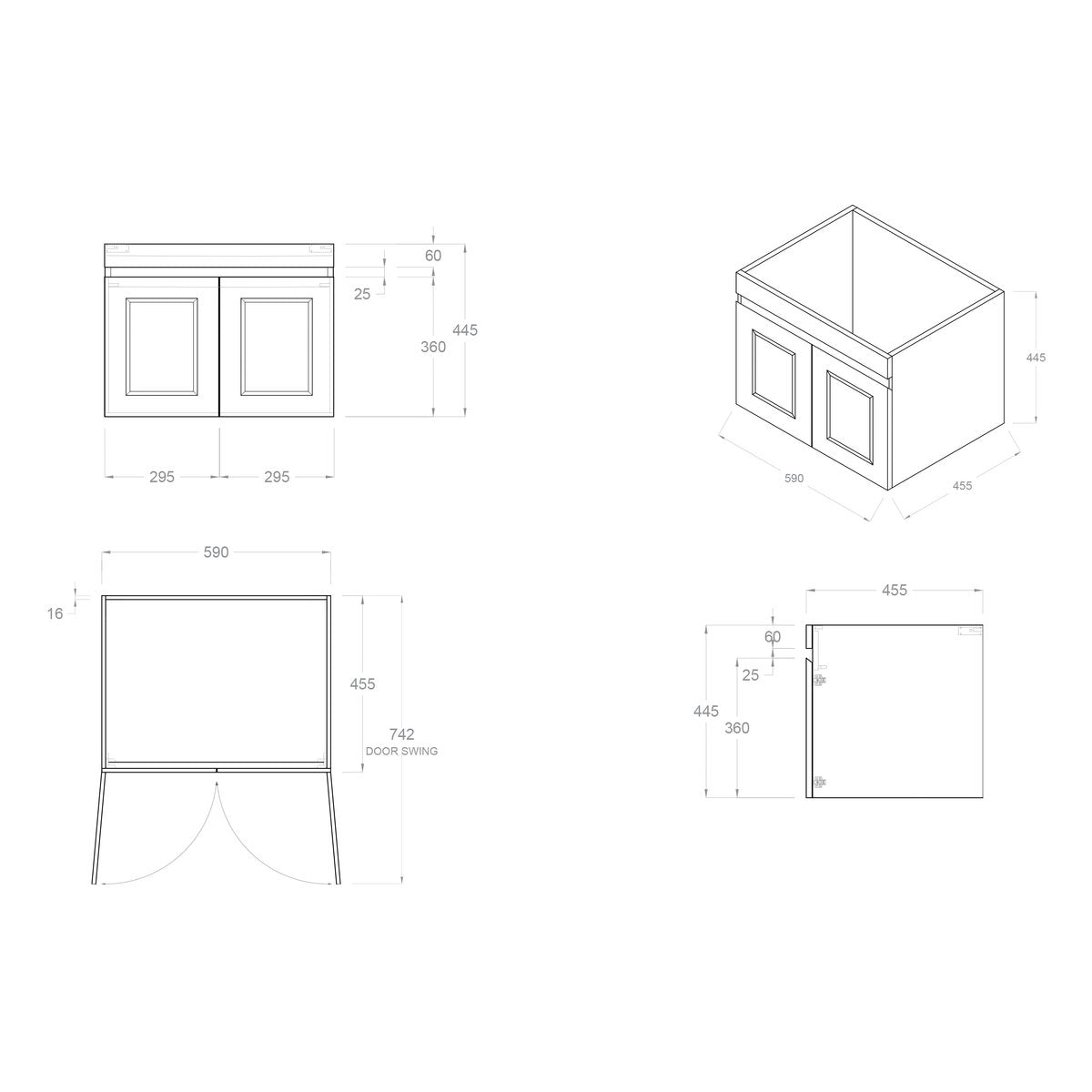 Otti Hampton Mark II 600mm Satin Black Wall Hung Cabinet