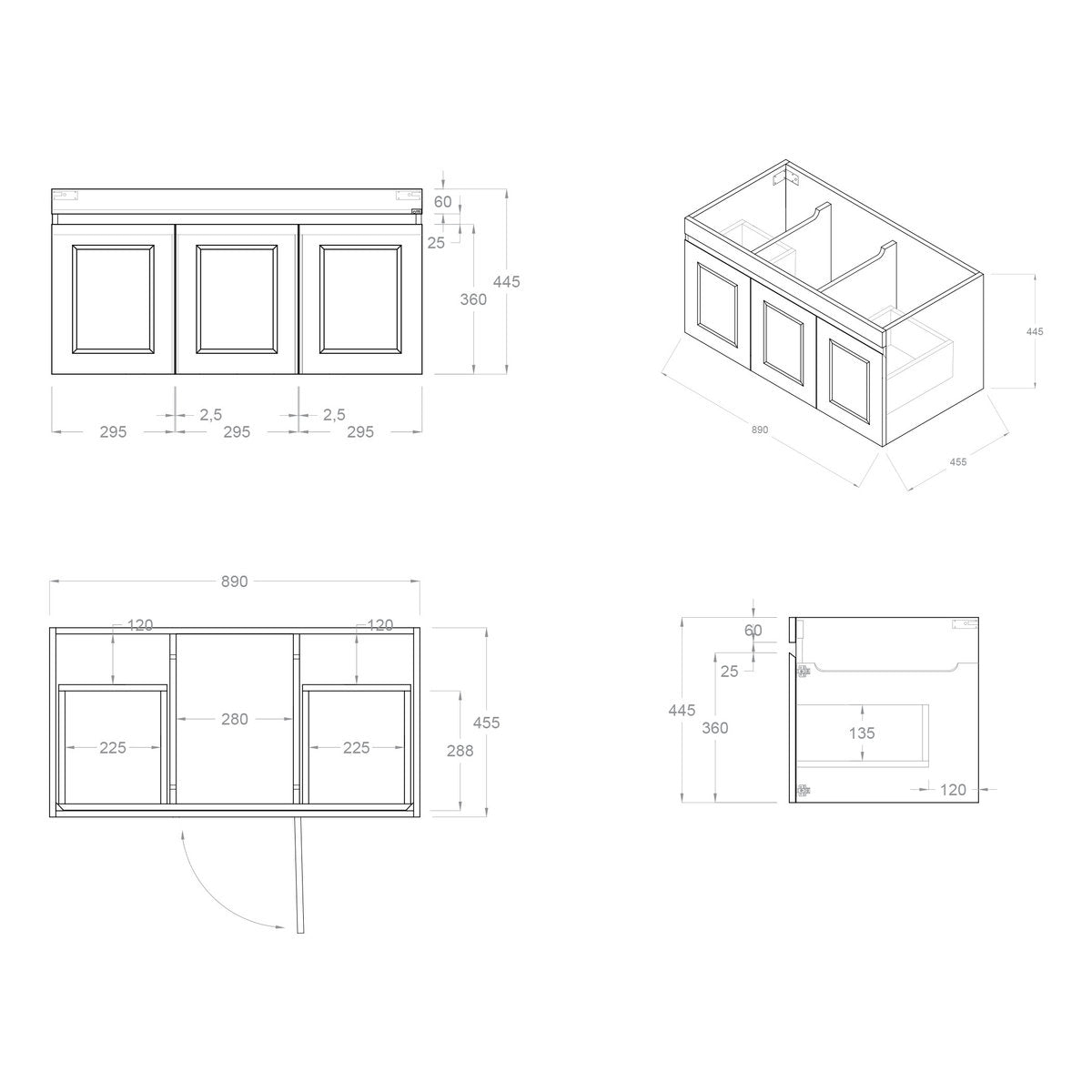 Otti Hampton Mark II 900mm Satin Black Wall Hung Cabinet