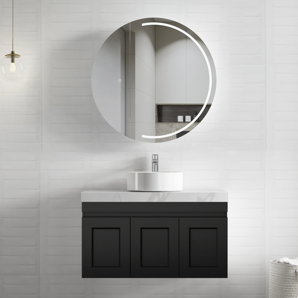 Otti Hampton Mark II 900mm Satin Black Wall Hung Cabinet
