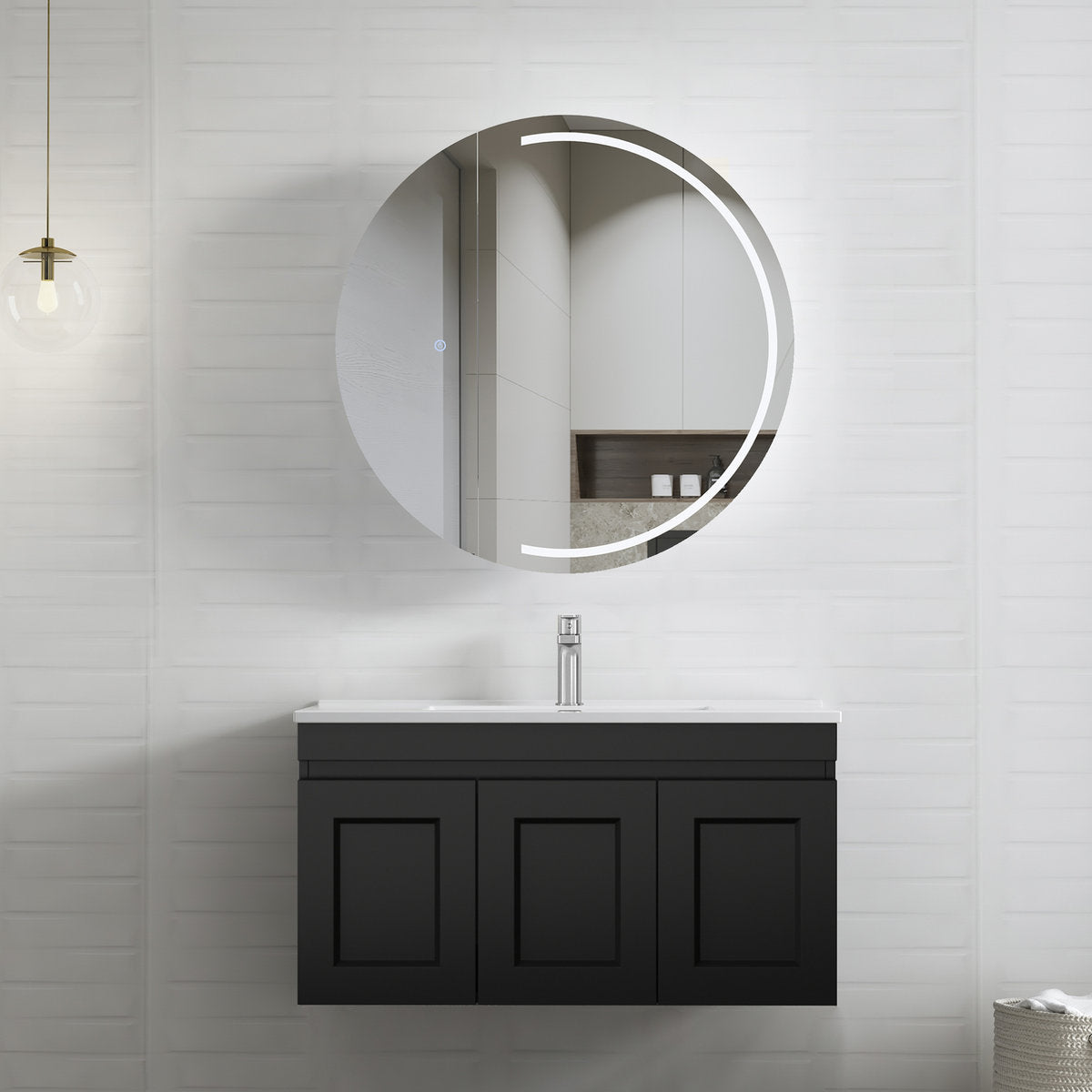 Otti Hampton Mark II 900mm Satin Black Wall Hung Cabinet