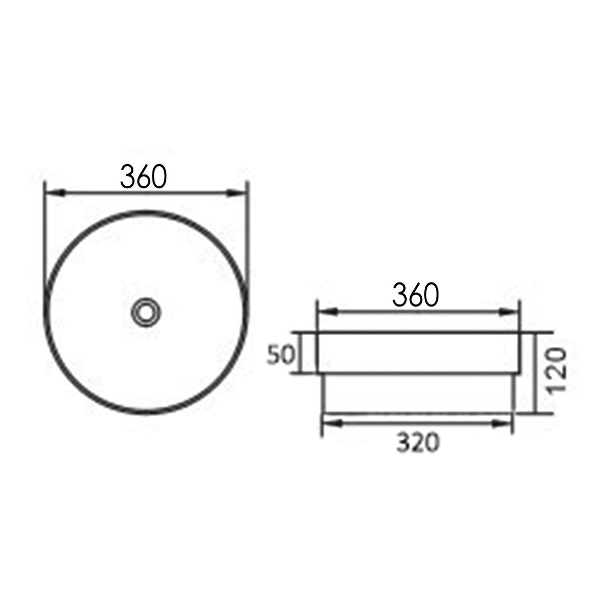 Otti Semi Inset Round 355x355x120 Matte White Basin