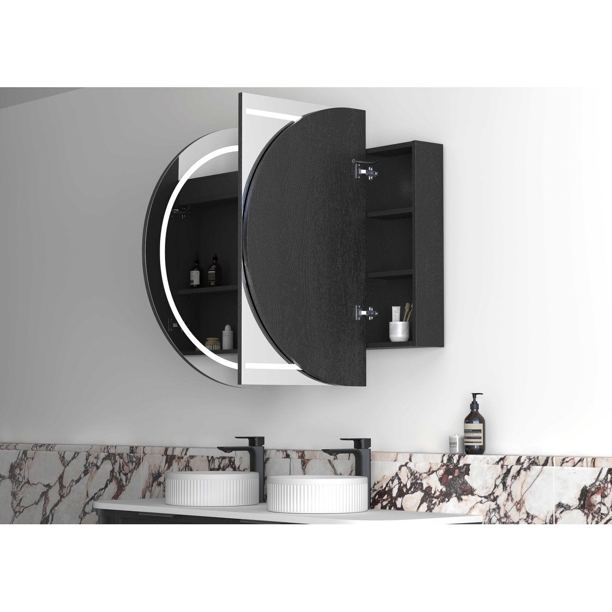 Otti LED Bondi 1500x900 Black Oak Shaving Cabinet