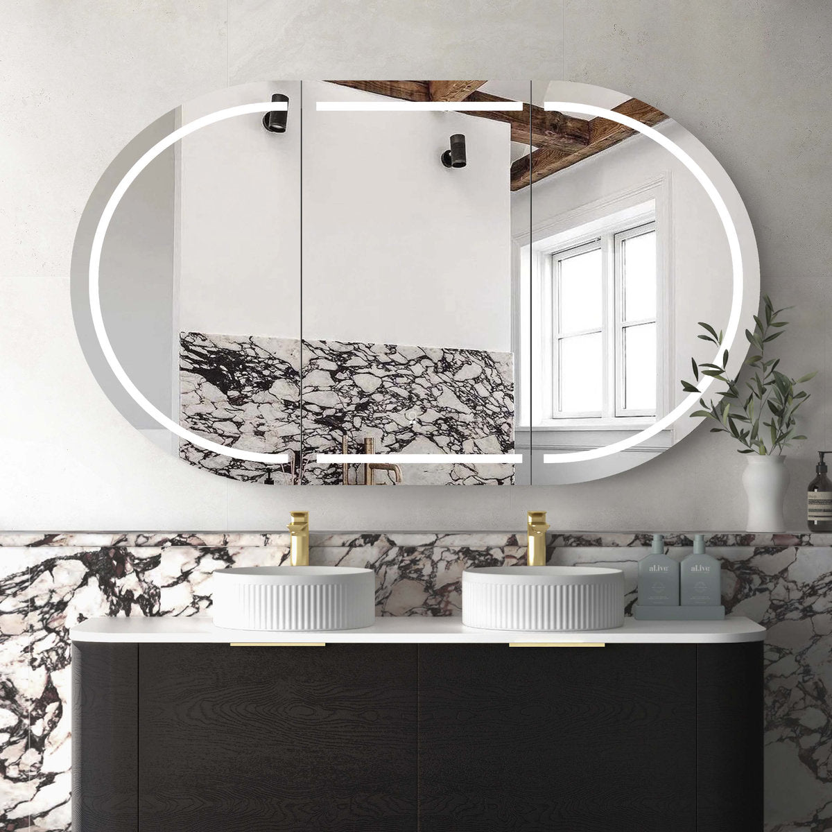 Otti LED Bondi 1500x900 Black Oak Shaving Cabinet