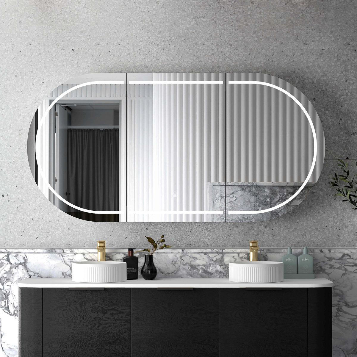 Otti LED Bondi 1800x900 Black Oak Shaving Cabinet