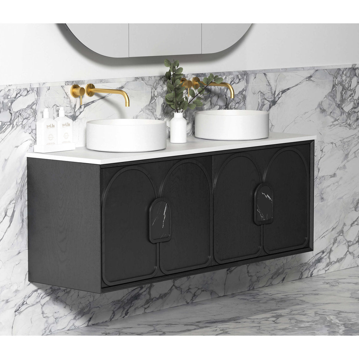 Otti Laguna 1500mm Black American Oak Wall Hung Cabinet