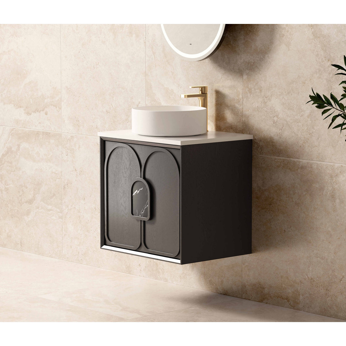 Otti Laguna 600mm Black American Oak Wall Hung Cabinet