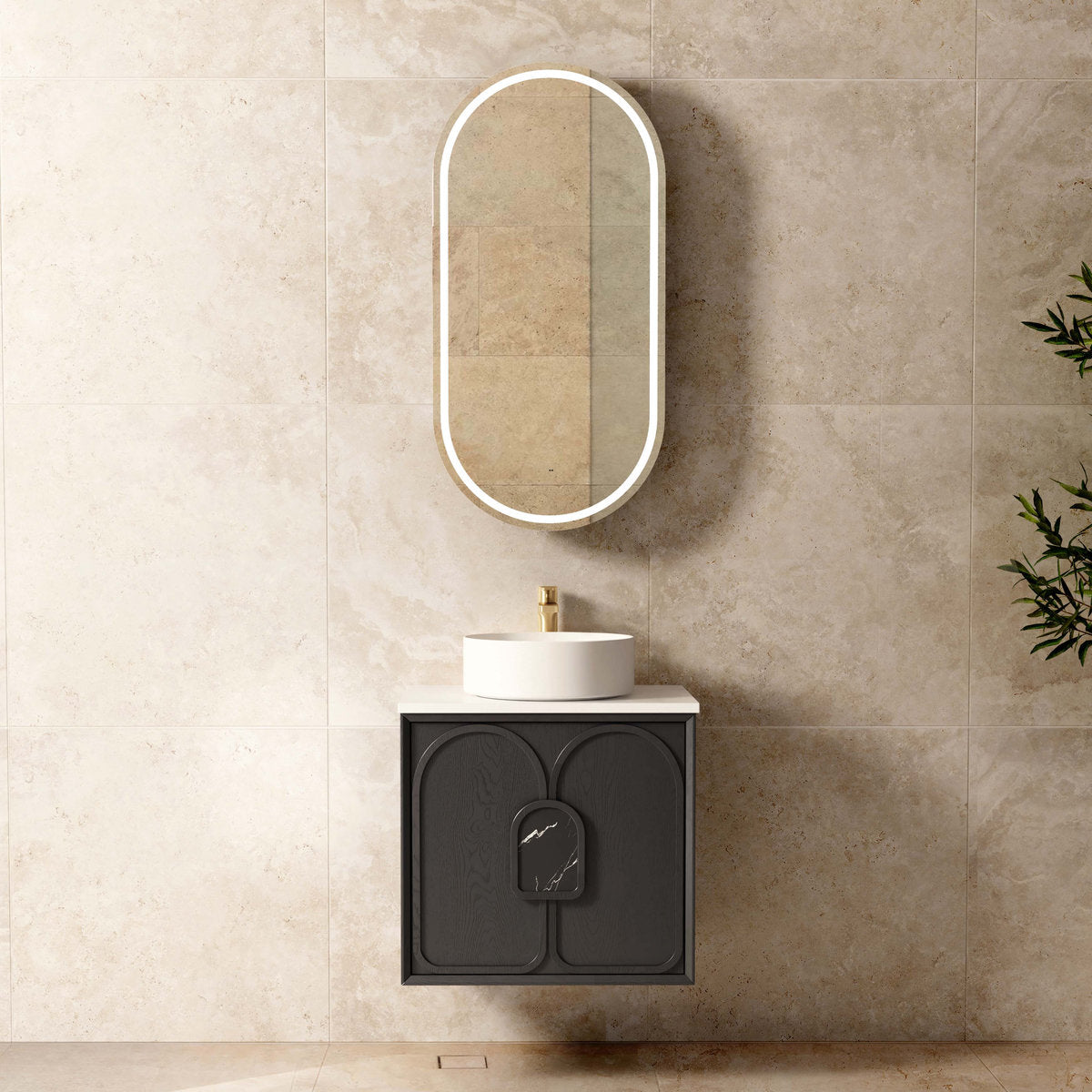 Otti Laguna 600mm Black American Oak Wall Hung Cabinet