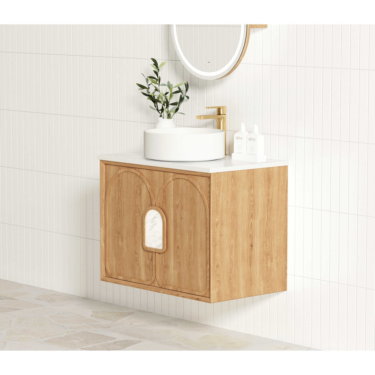 Otti Laguna 600mm Natural American Oak Wall Hung Cabinet
