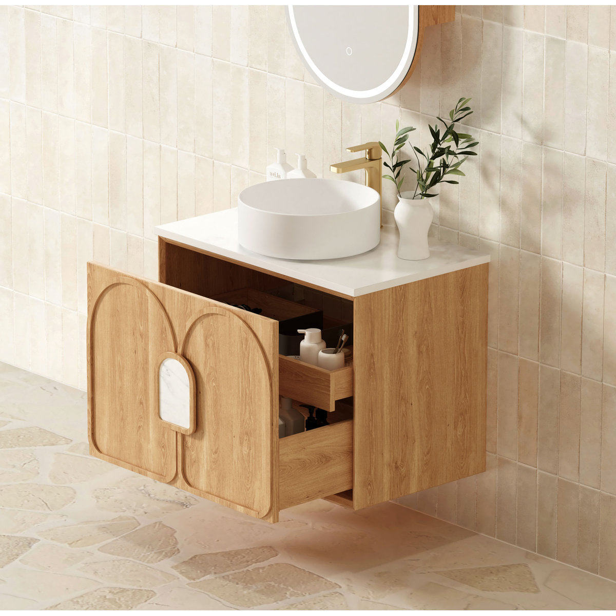 Otti Laguna 600mm Natural American Oak Wall Hung Cabinet