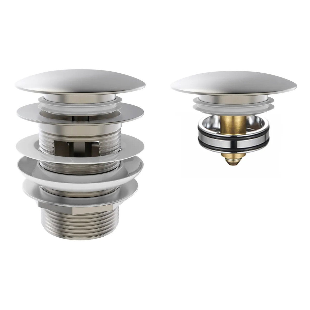 Otti Mushroom Bath Pull Out Popup Waste Overflow Brushed Nickel