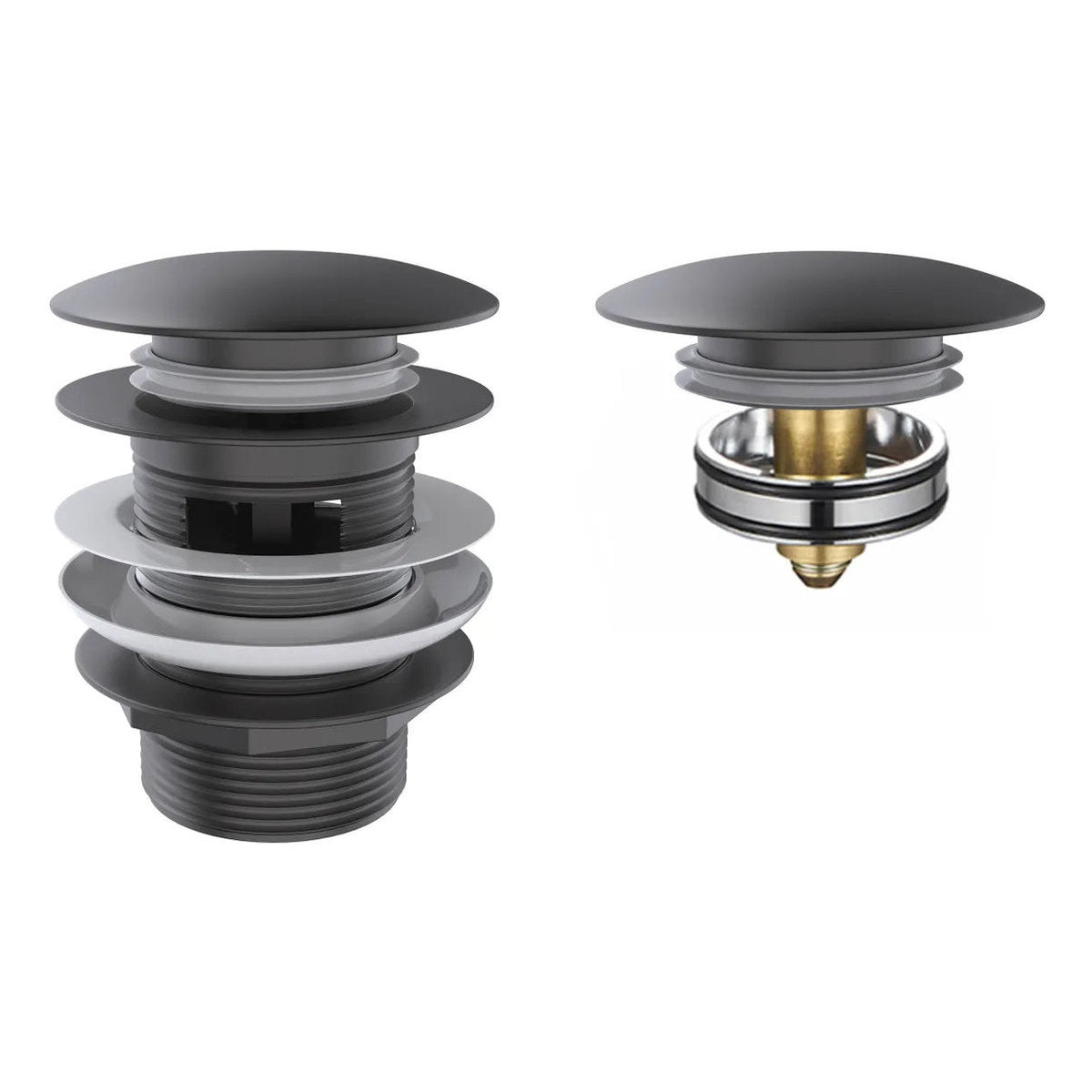 Otti Mushroom Bath Pull Out Popup Waste Overflow Gun Metal
