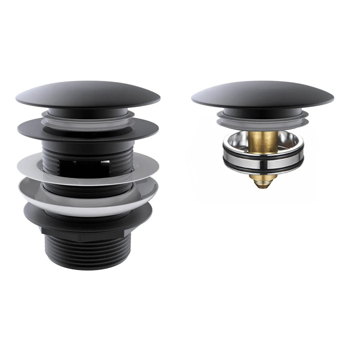 Otti Mushroom Bath Pull Out Popup Waste Overflow Matte Black