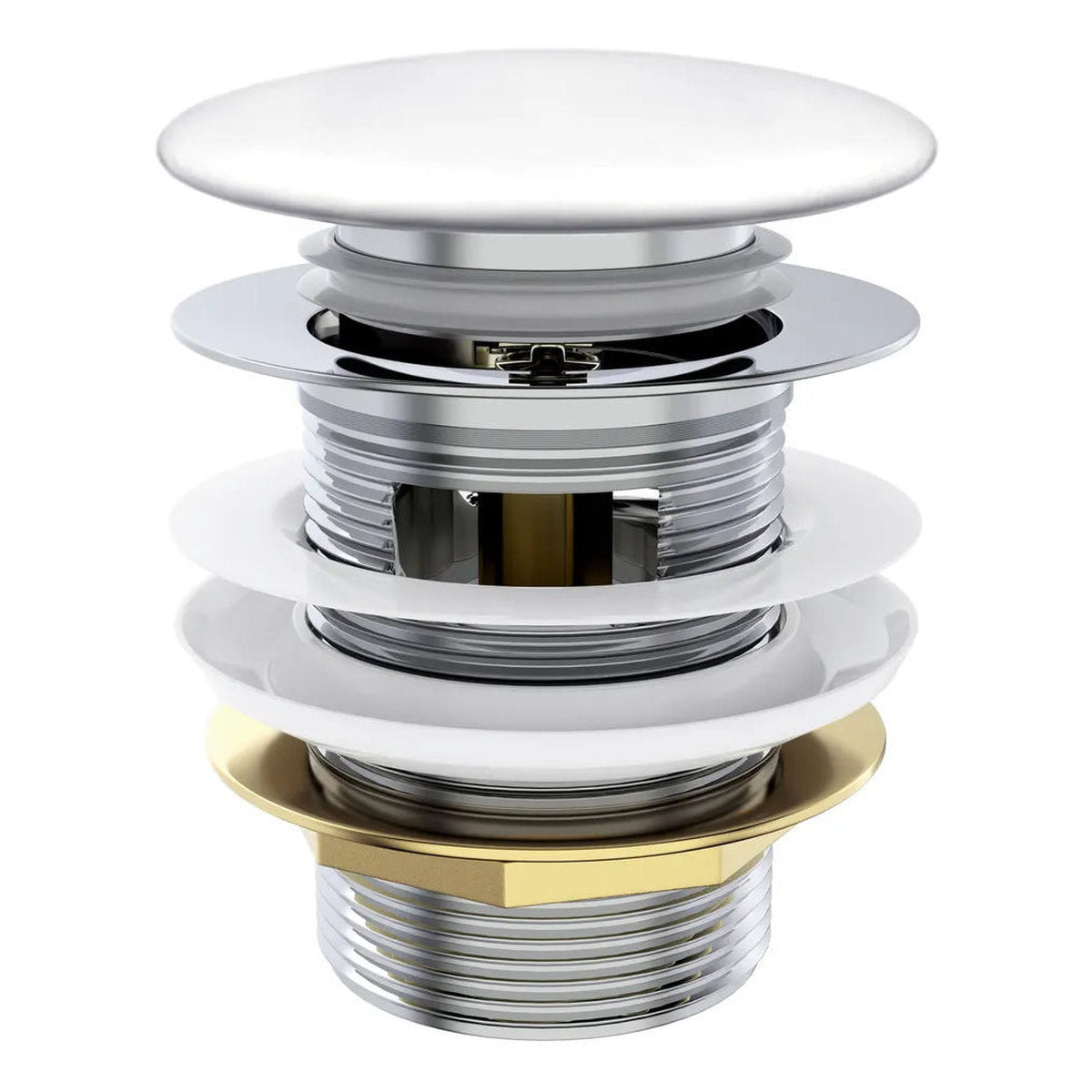 Otti Mushroom Bath Pull Out Popup Waste Overflow Matte White
