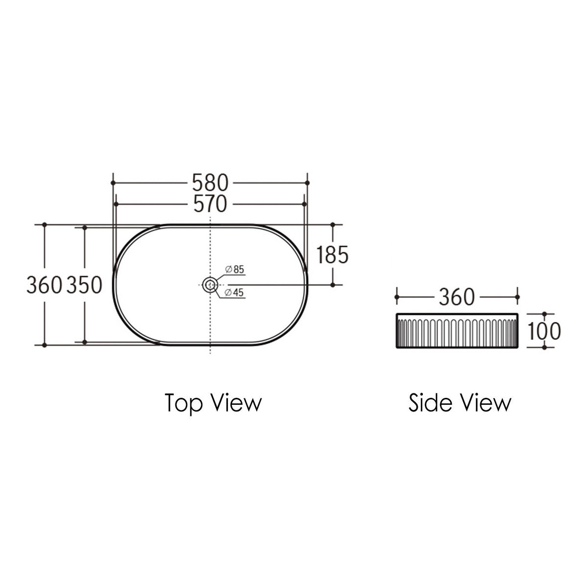 Otti Kensington Oval 580x360x120 Matte Pink Basin