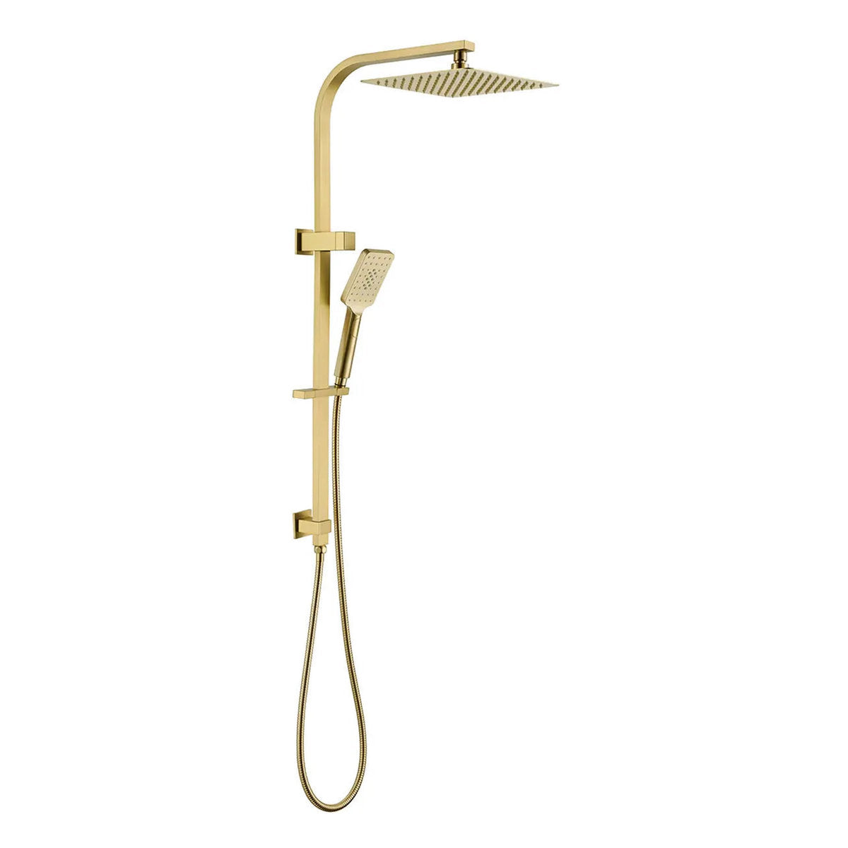 Otti Taran 250mm Argent Gold Twin Shower On Rail Top Inlet Square