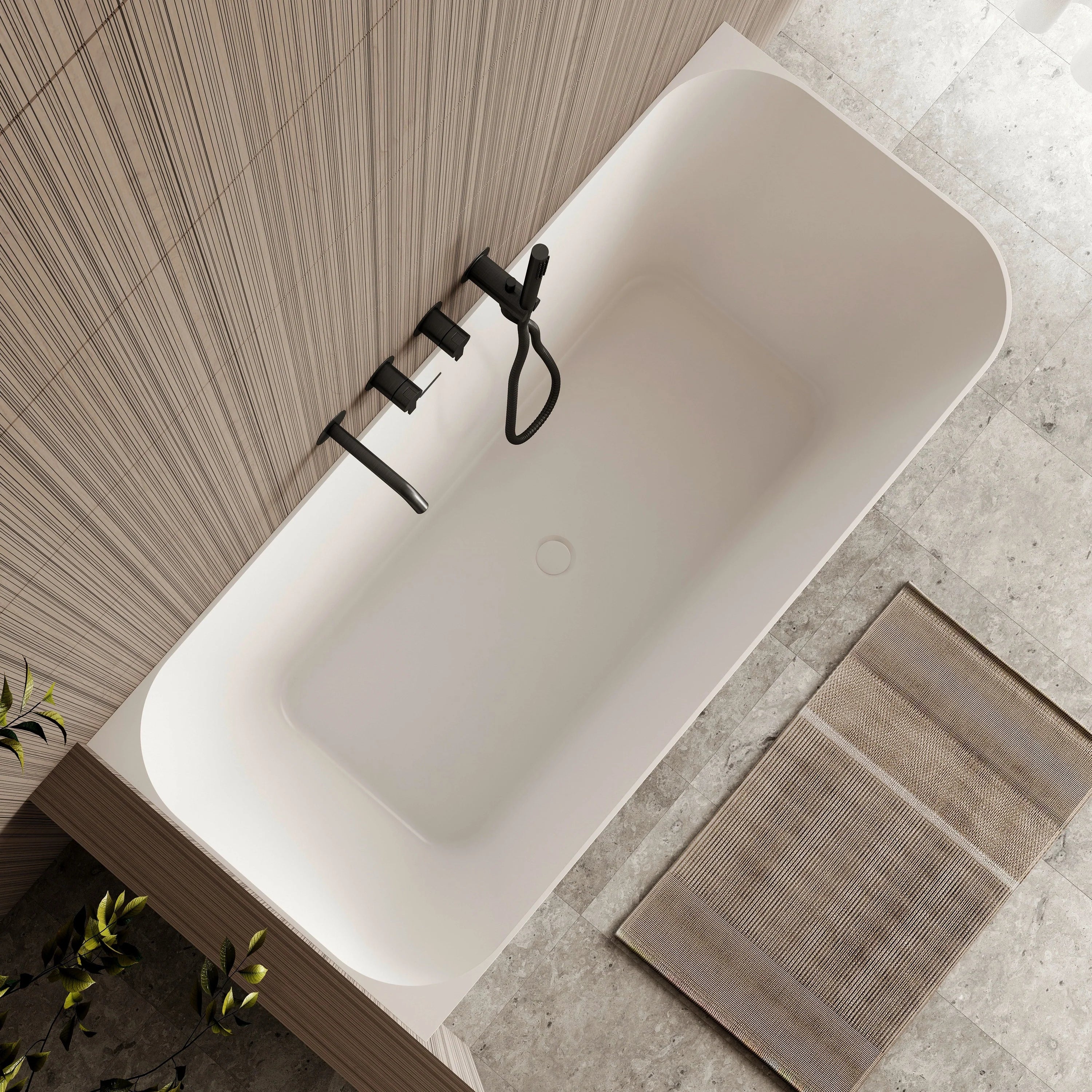 Ashton 1500mm Corner Back To Wall Bath in Matte White - Left Side Corner