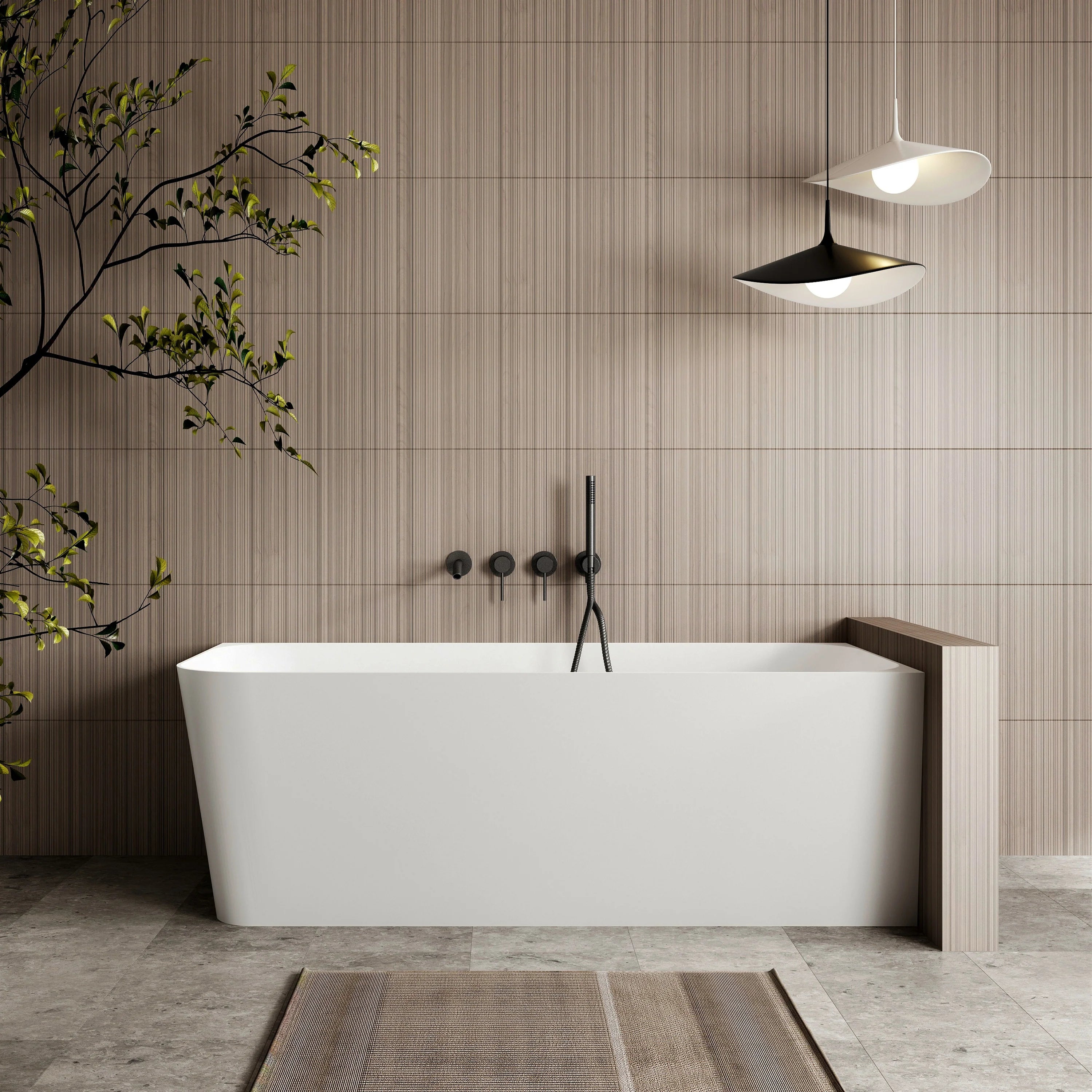 Ashton 1700mm Corner Back To Wall Bath in Matte White - Right Side Corner