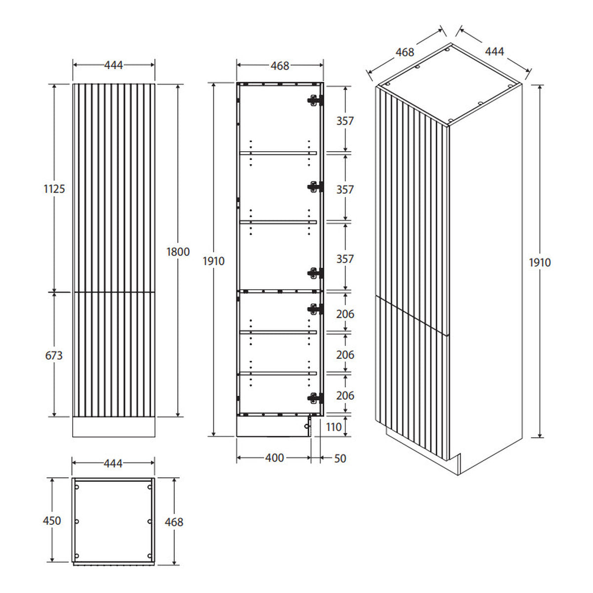 Fienza Bayview Floor Standing Tallboy Cabinet