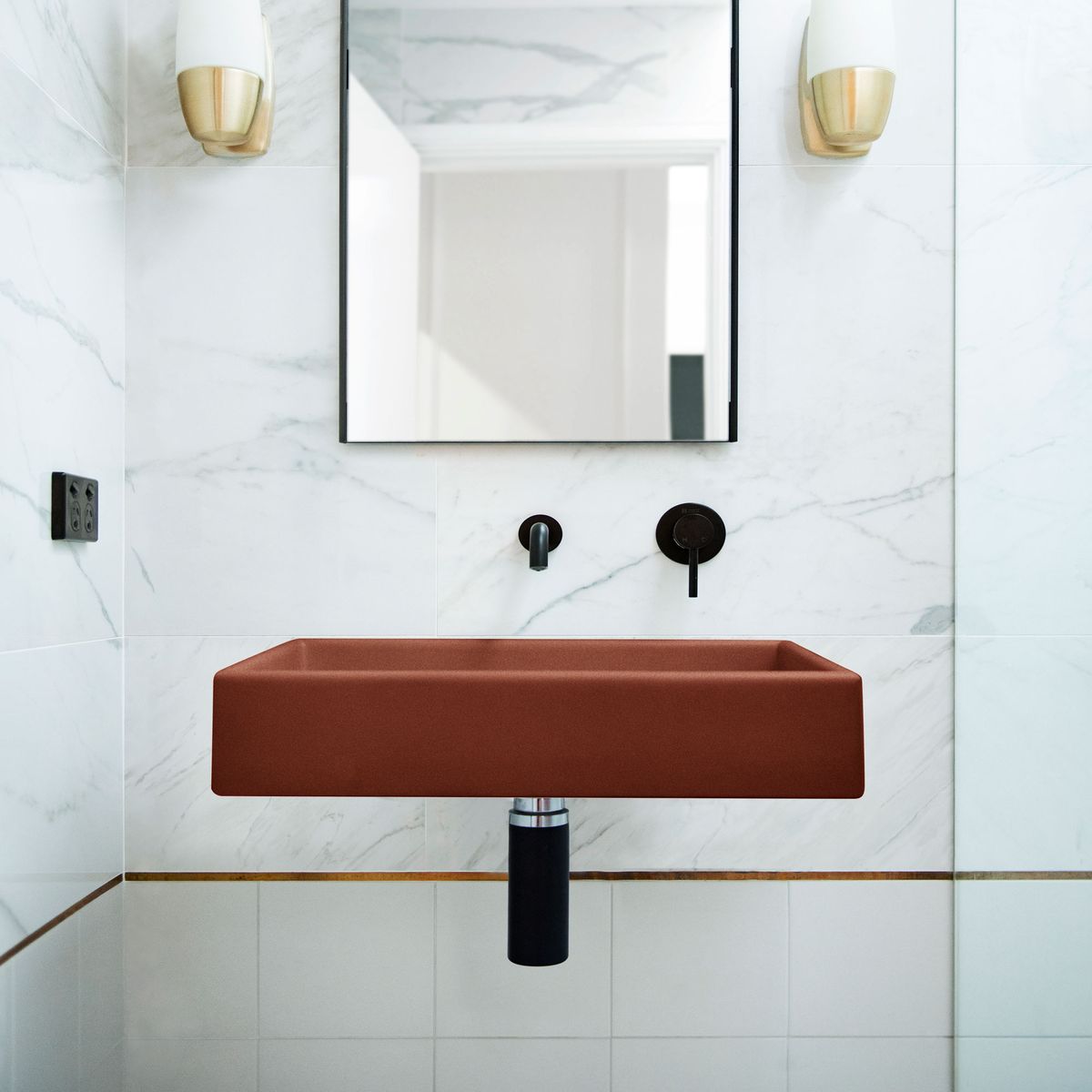 Nood Wall Mount Box Basin in Clay