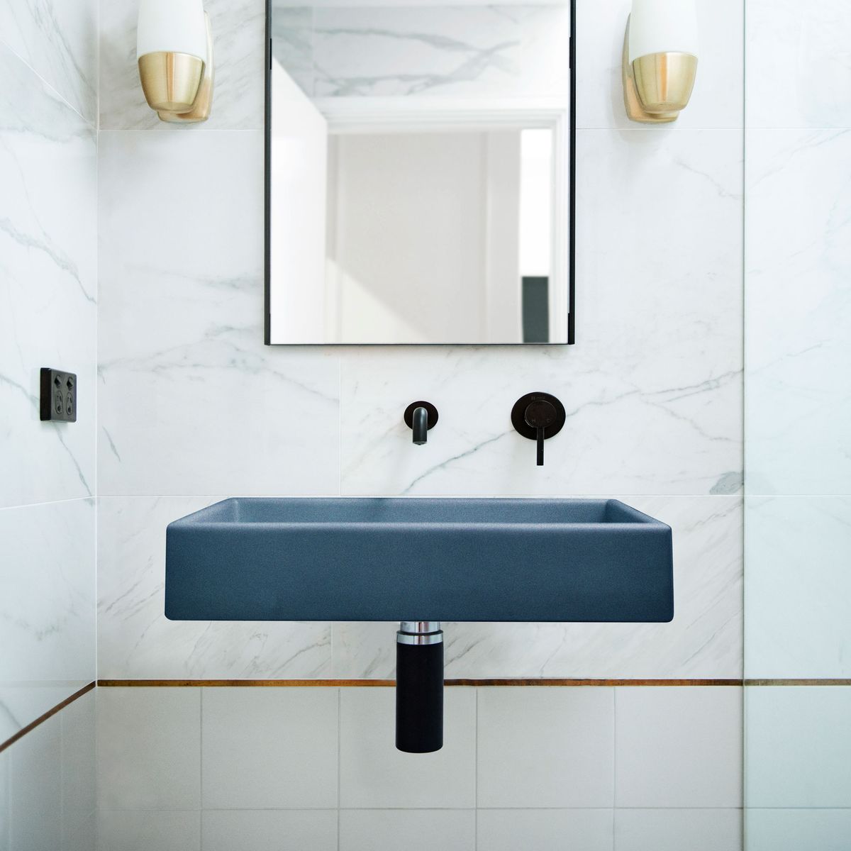 Nood Wall Mount Box Basin in Copan Blue