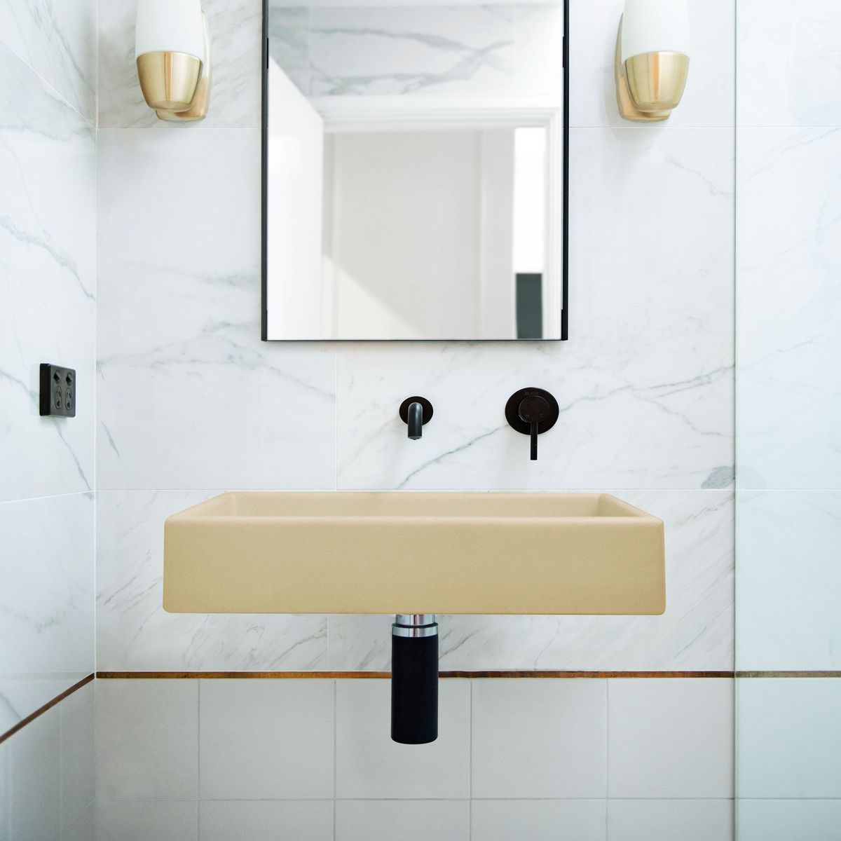 Nood Wall Mount Box Basin in Custard