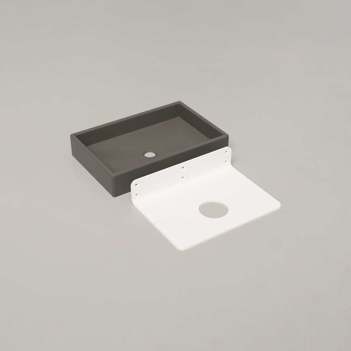 Nood Wall Mount Box Basin in Mid Tone Grey