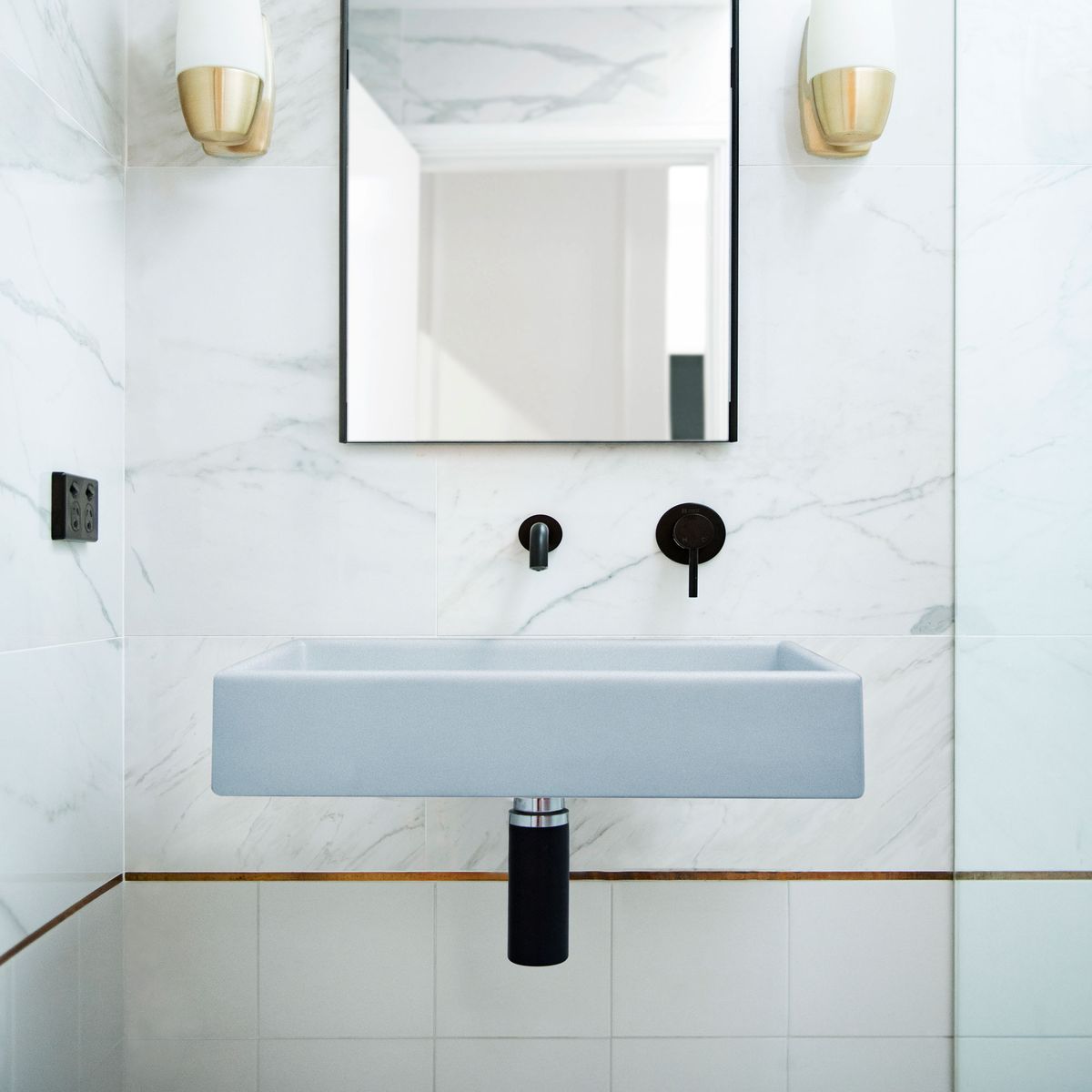 Nood Wall Mount Box Basin in Powder Blue