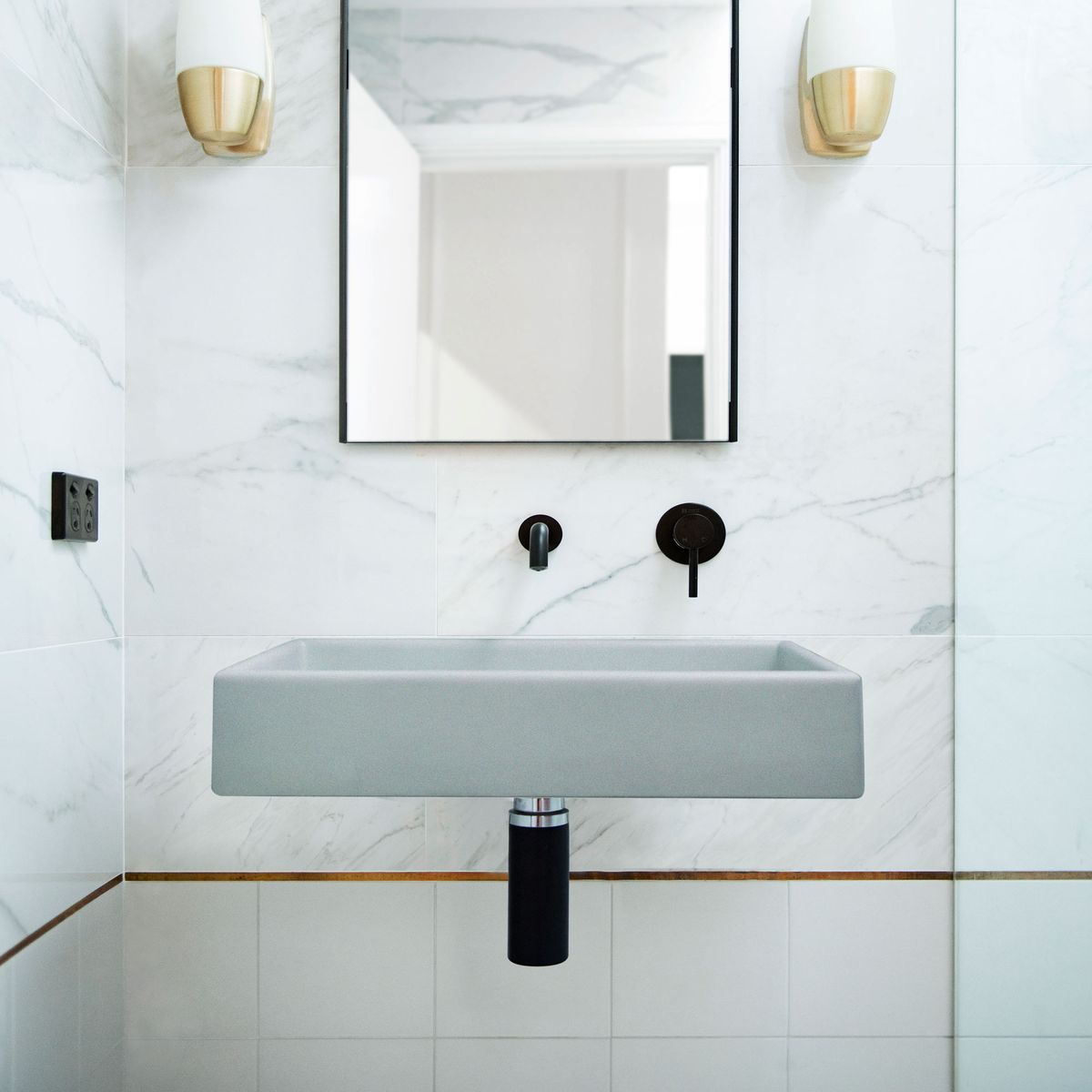 Nood Wall Mount Box Basin in Sky Grey