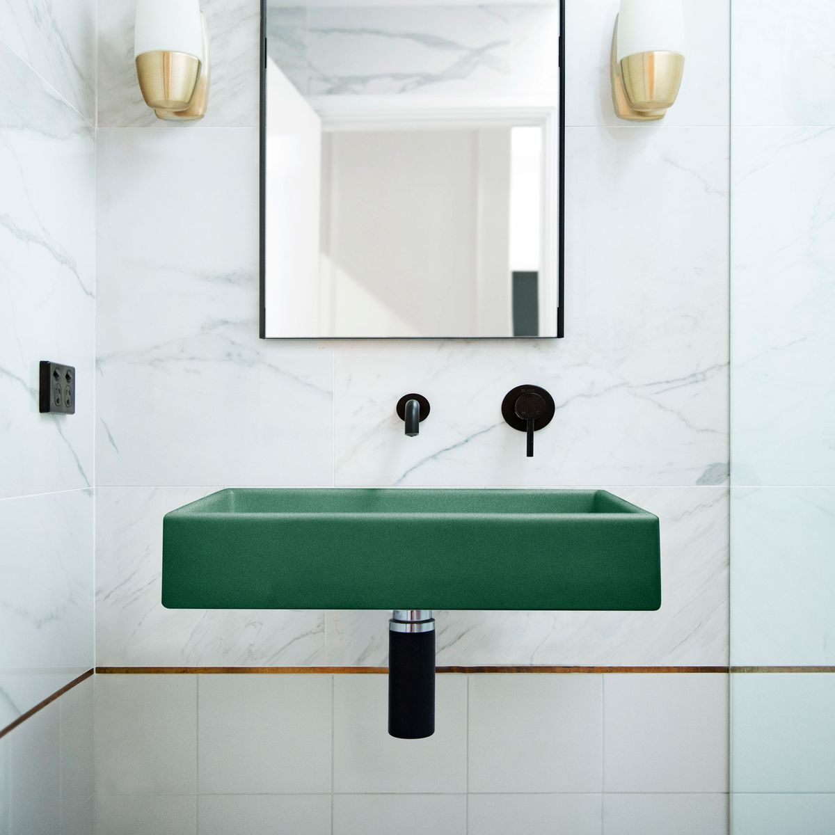 Nood Wall Mount Box Basin in Teal