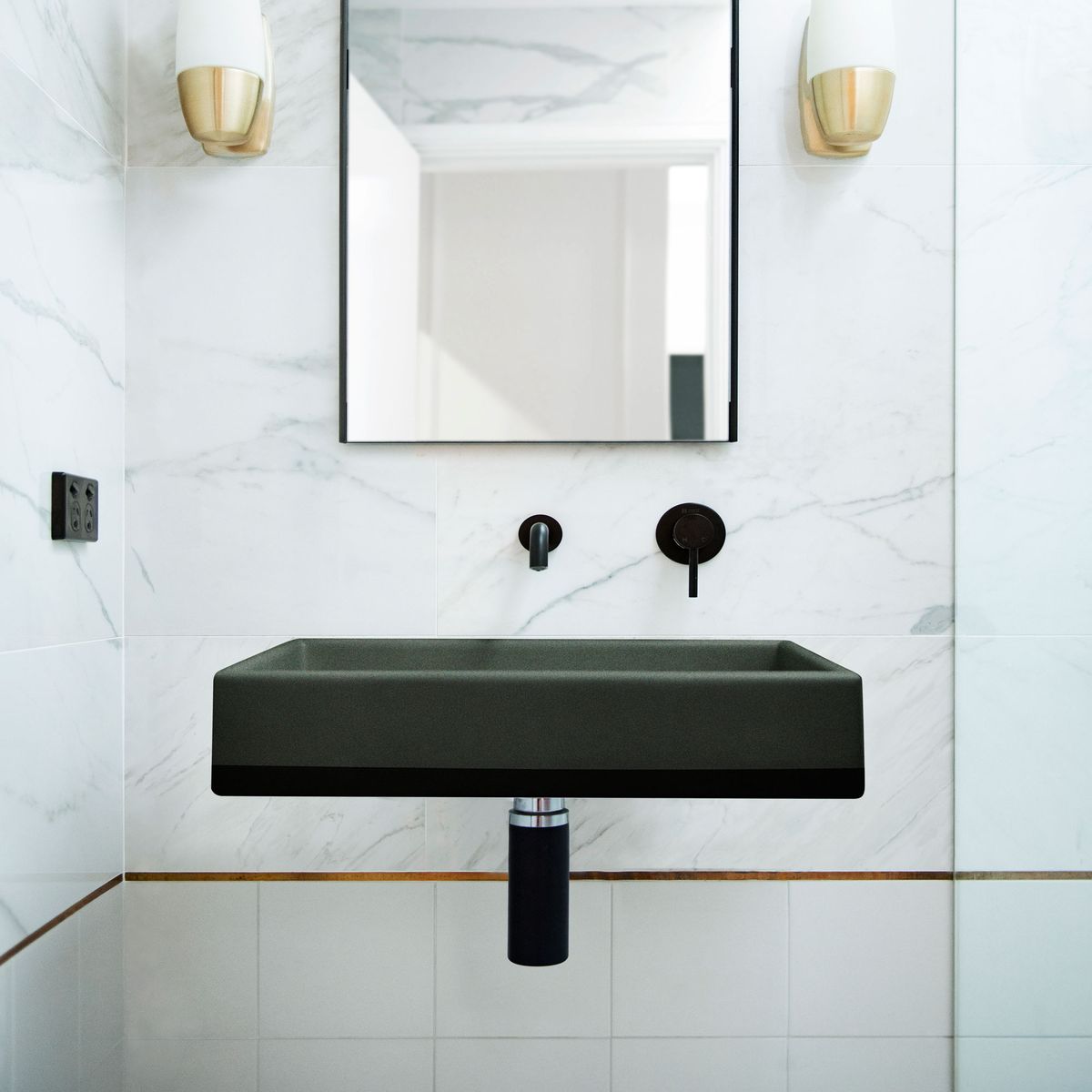 Nood Wall Mount Box Basin Two Tone in Charcoal