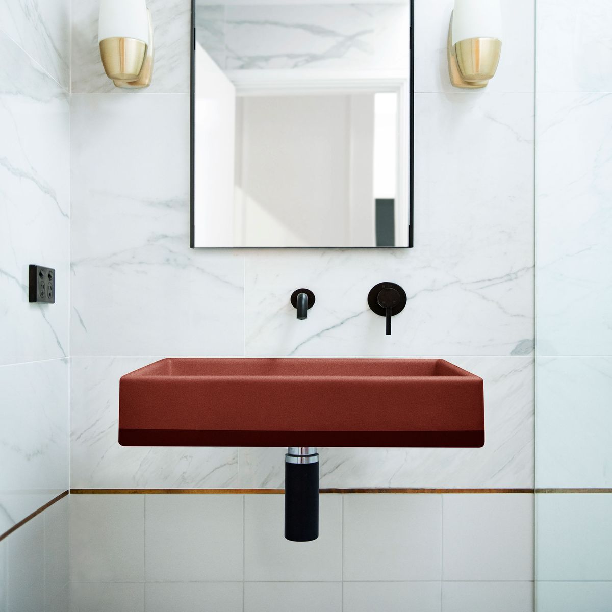 Nood Wall Mount Box Basin Two Tone in Clay