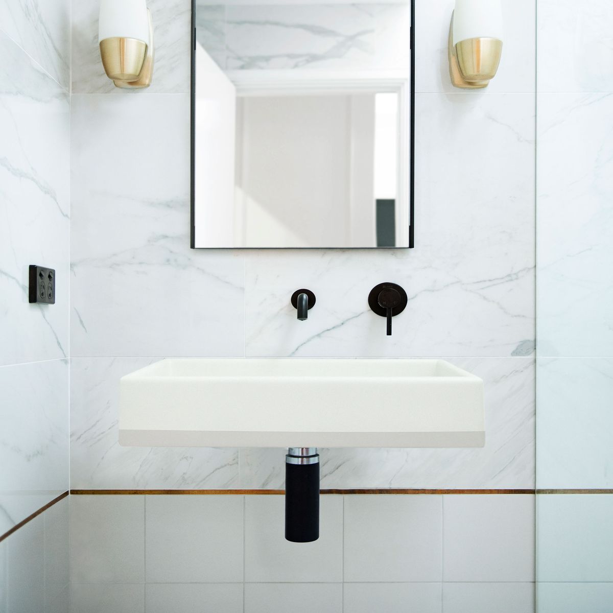 Nood Wall Mount Box Basin Two Tone in Ivory