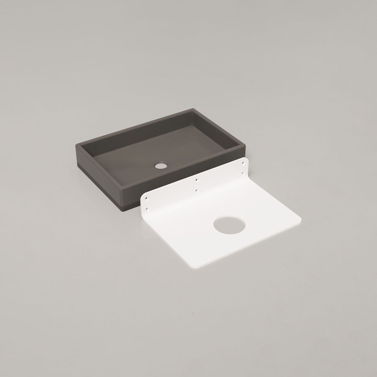 Nood Wall Mount Box Basin Two Tone in Mid Tone Grey