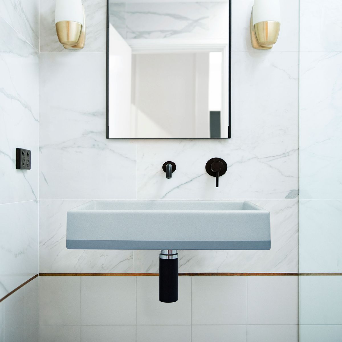 Nood Wall Mount Box Basin Two Tone in Powder Blue