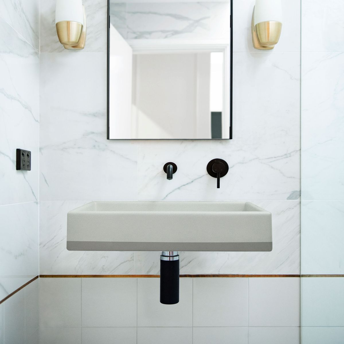 Nood Wall Mount Box Basin Two Tone in Sky Grey