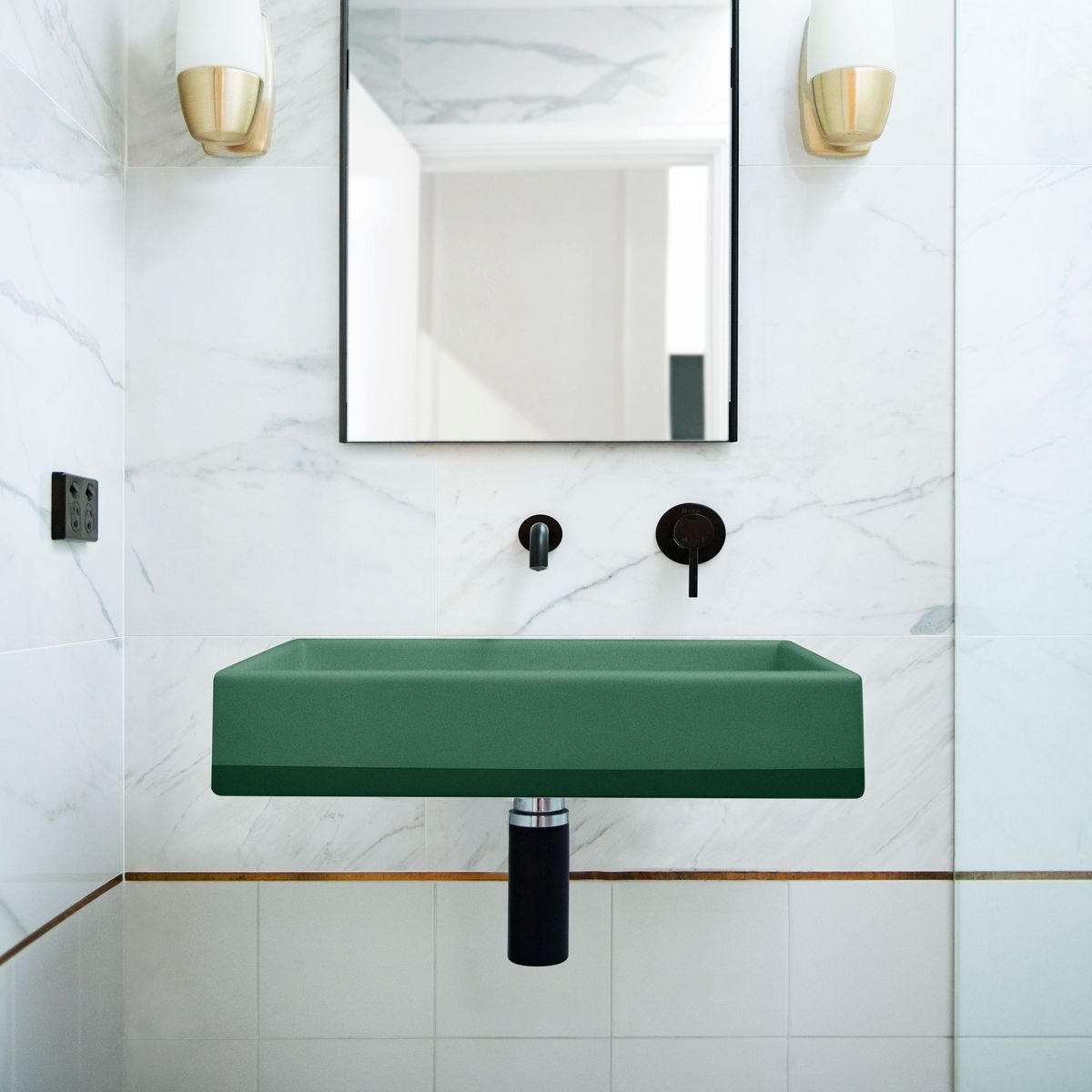 Nood Wall Mount Box Basin Two Tone in Teal