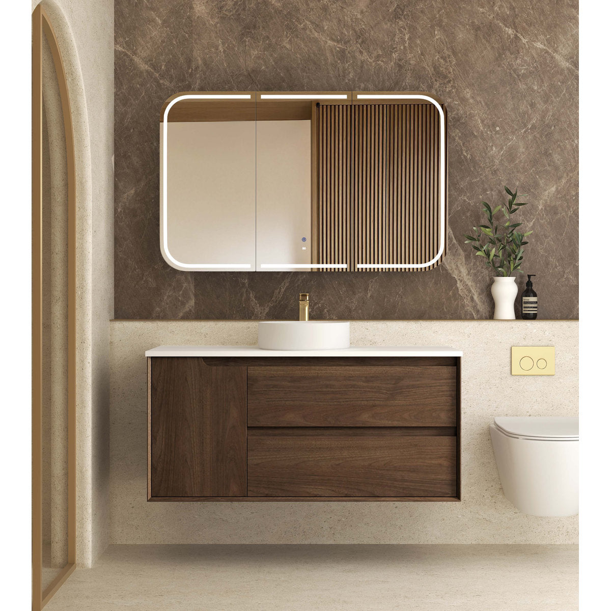 Otti Byron Sable Walnut Wall Hung Cabinet 1200mm