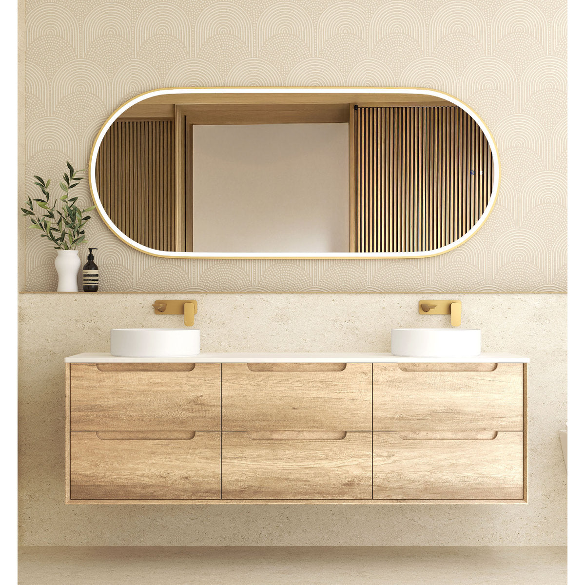 Otti Byron Natural Oak Wall Hung Cabinet 1800mm