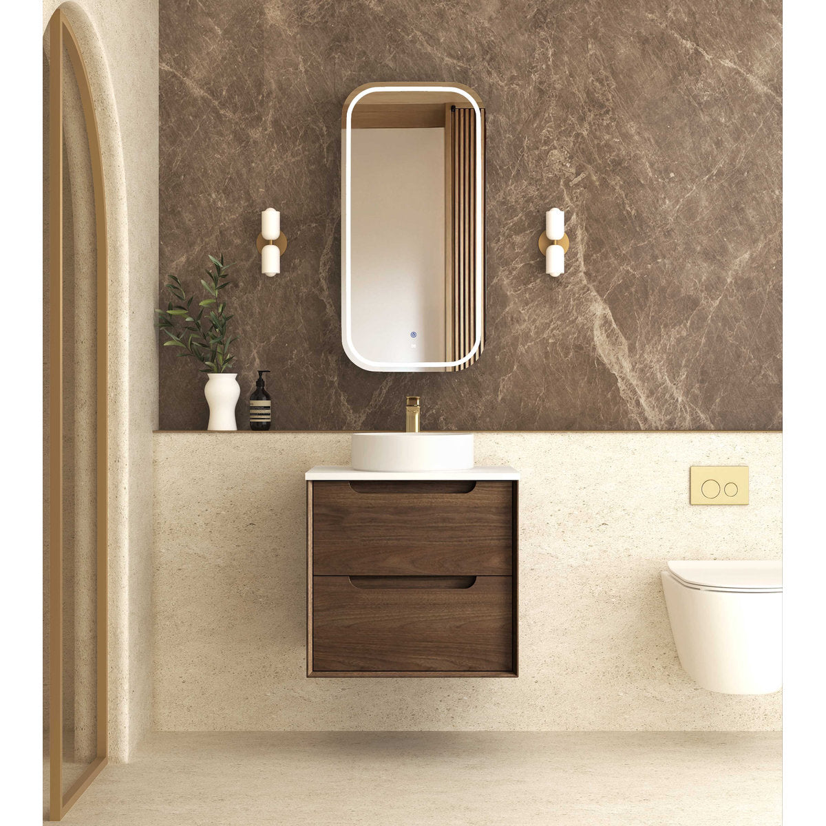 Otti Byron Sable Walnut Wall Hung Cabinet 600mm